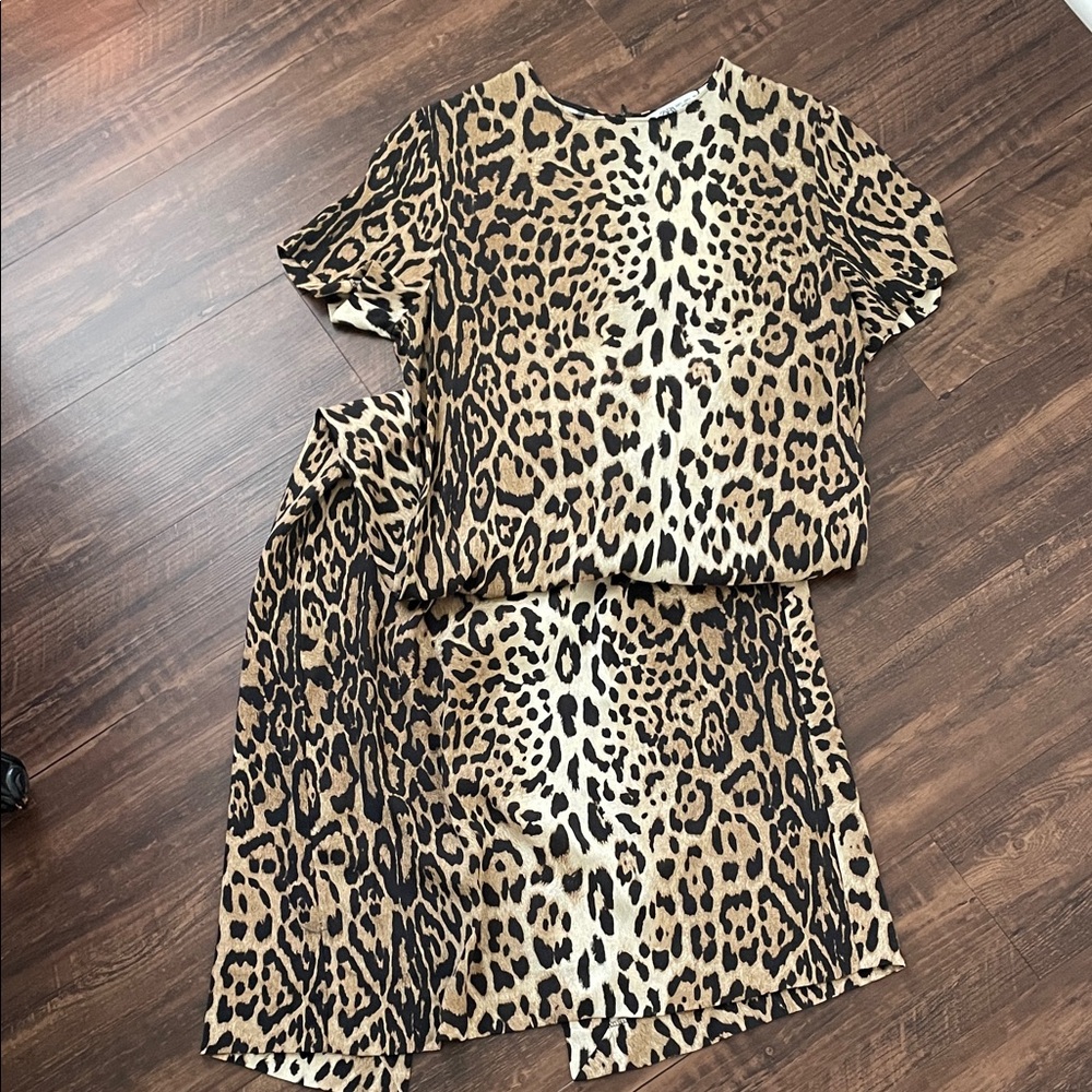 Zara Leopard Print Midi Dress - Black and Brown - Picture 2 of 4